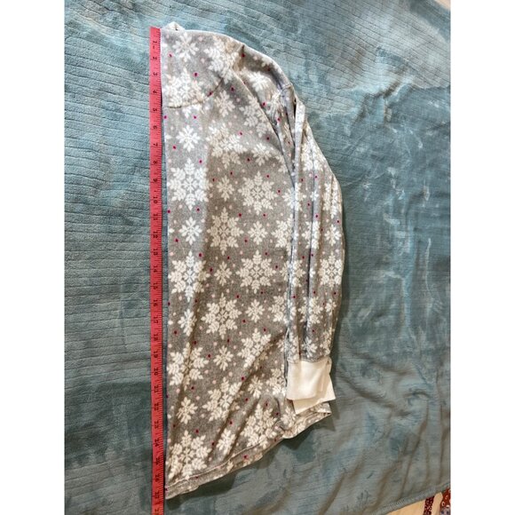 Nautica Womens Snowflake Print Pajama Set XL Gray Henley Top Elastic Waist Cozy - Picture 10 of 16